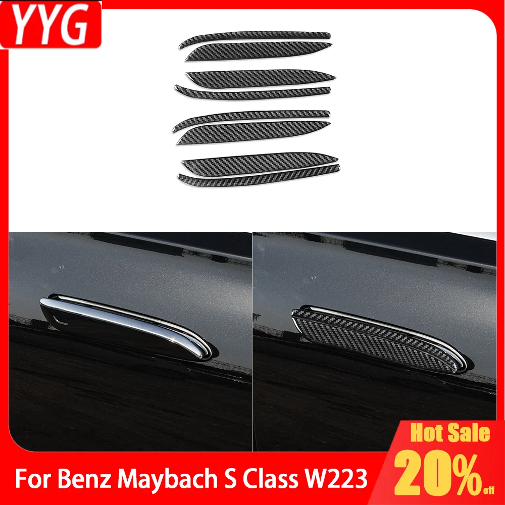 

Carbon Fiber Door Outer Handle Panel Puller Decals Car Accessories Exterior Cover Trim Sticker For Benz Maybach S Class W223 21+