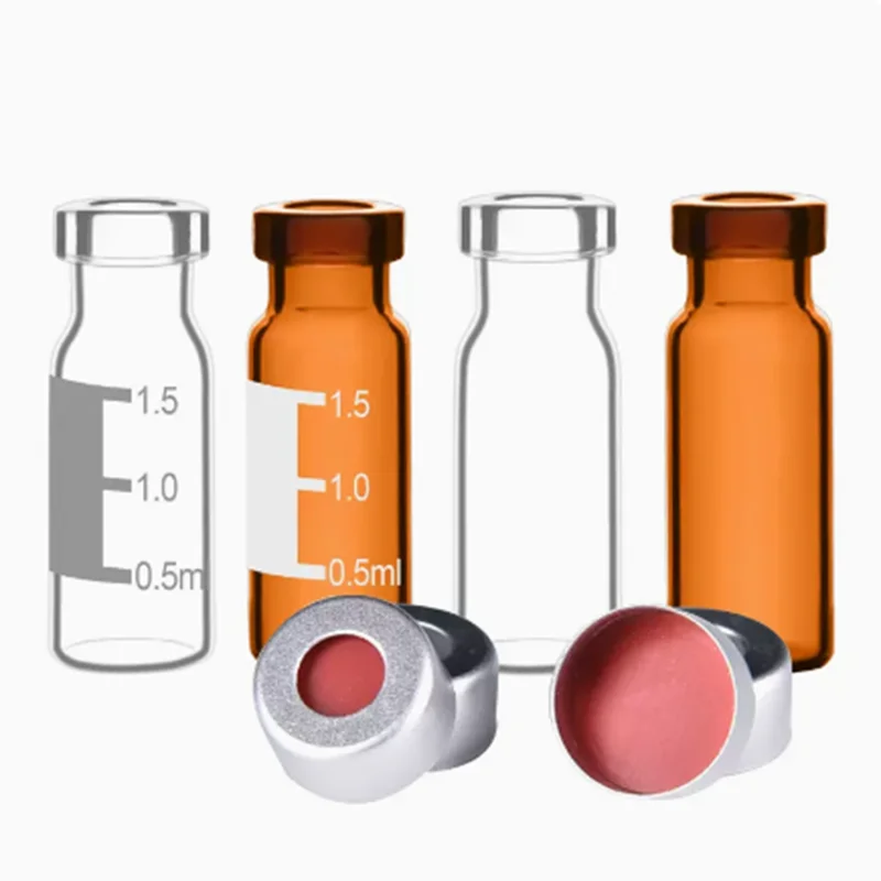 Xin Tester 100pcs/lot  1.5/2/4ml Glass Chromatography Vial  Transparent Brown Headspace Sample Liquid Injection Bottle