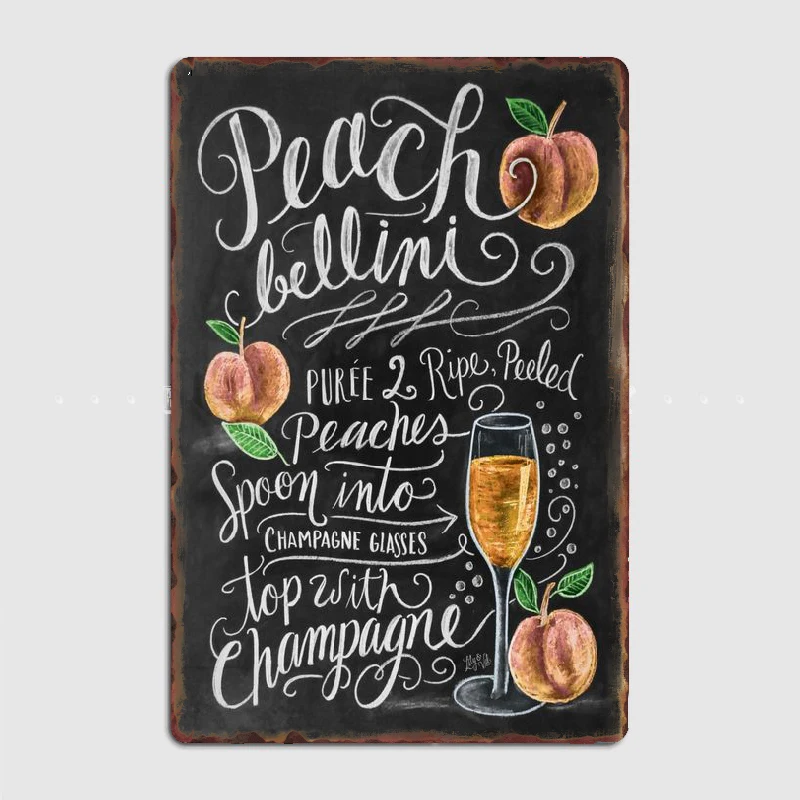 

PEACH SPOON INTO Metal Sign Plates Customize Club Bar Wall Pub Tin Sign Posters