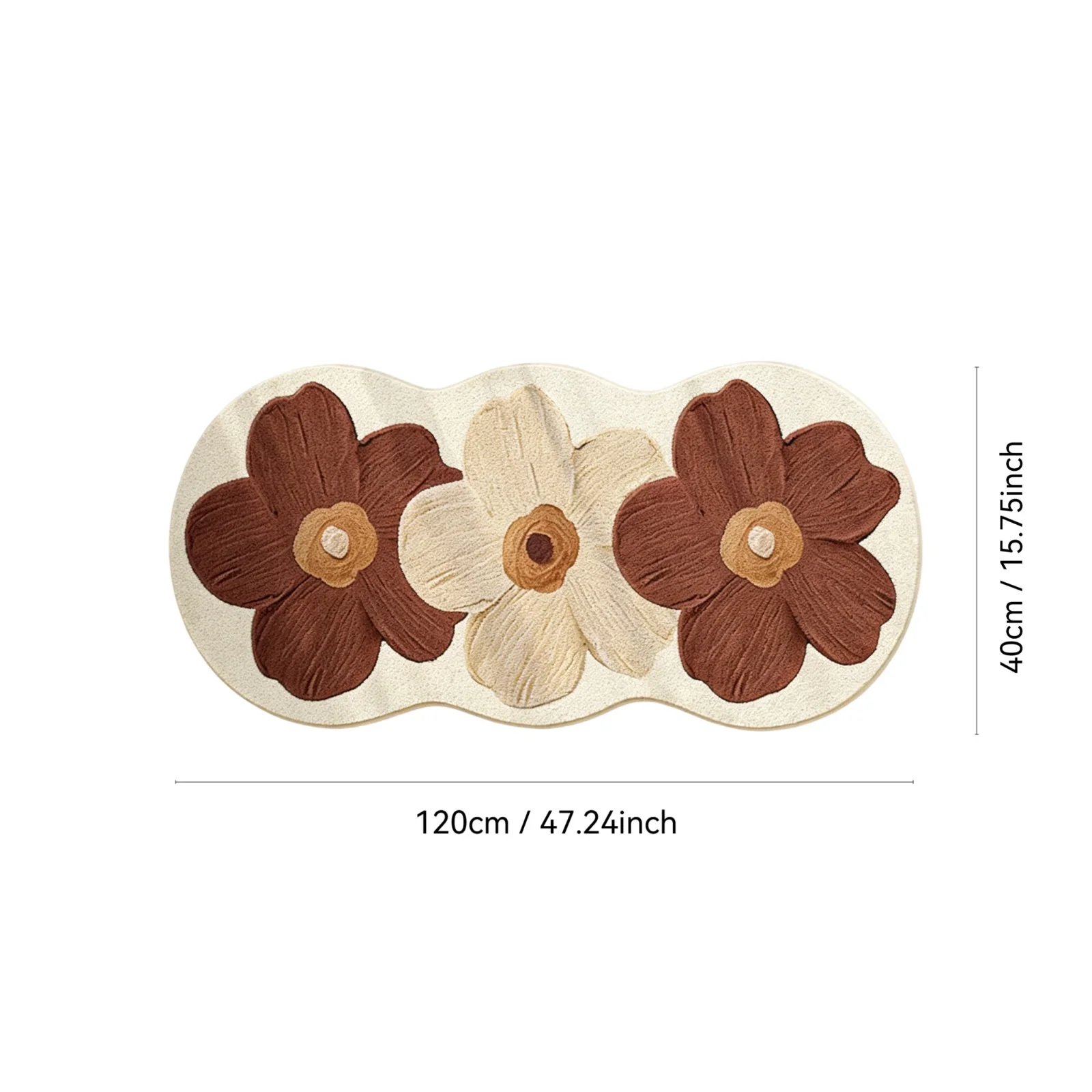 Retro Floral Rug Faux-Cashmere Long Mat Soft Warm Footrest Home Decoration Durable Cold-proof Floor Carpet Non-Slip Doormat