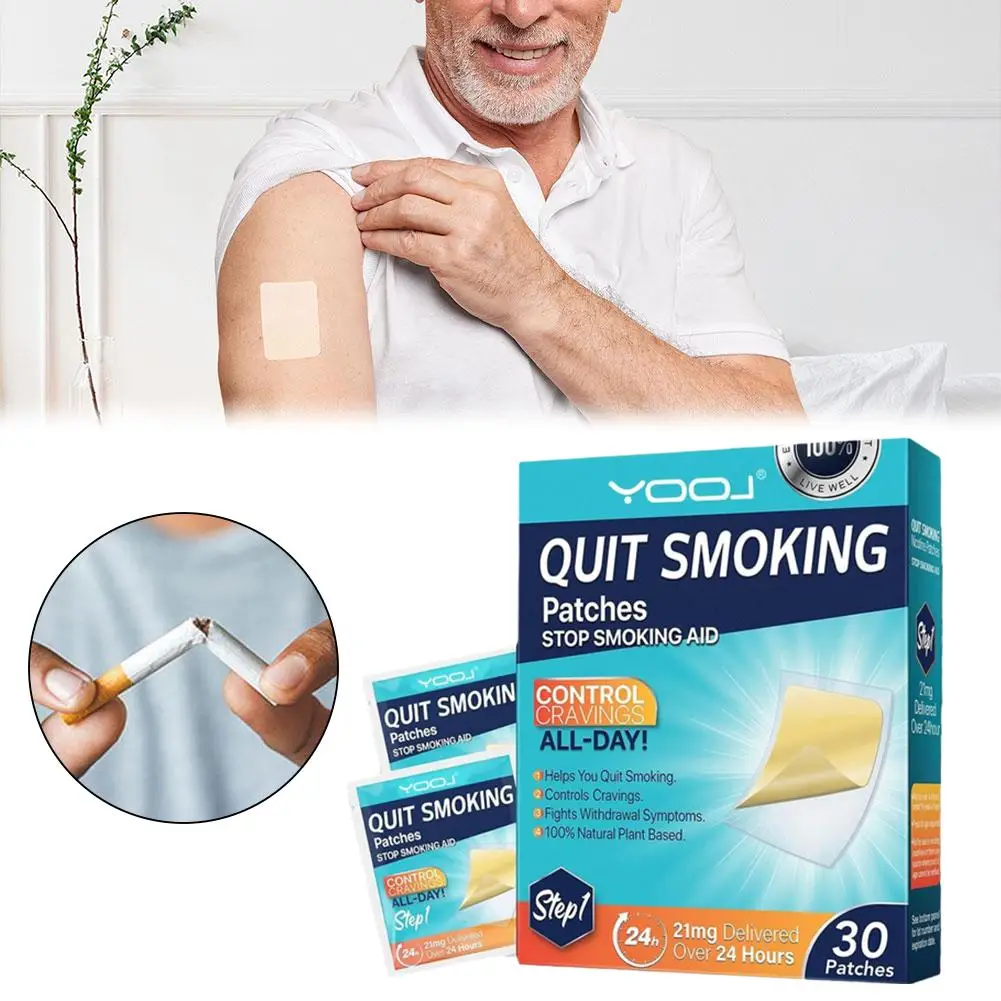 30PCS Beruhigende Raucherentwöhnung Patches Natürliche Kräuter Extrakt Relief Rauchen Kontrolle Aufkleber Rauchen Aufhören Zubehör Patches