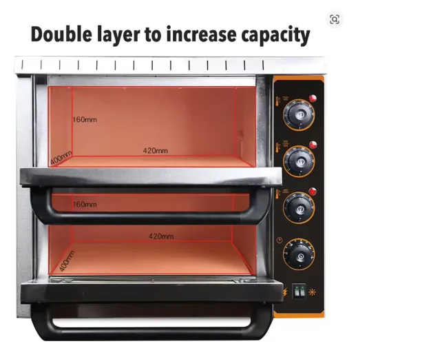 Commercial Double Layers Bakery Oven 3000W Electric Convection Deck Baking Oven Bread Pizza Making Machine With Asbestos 3
