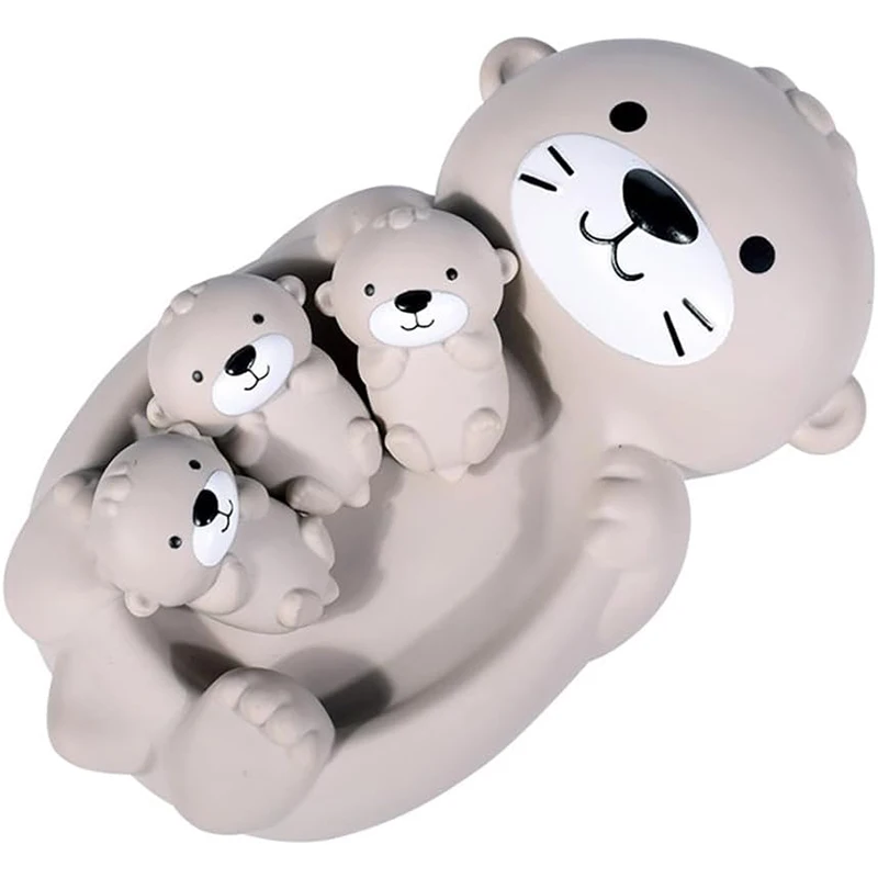 Kids Bath Toy Otter Family Set Traffic Cognitive Floating Bathtub Toy Baby Bathroom Toys Games for Baby Bath Boy Birthday Gifts