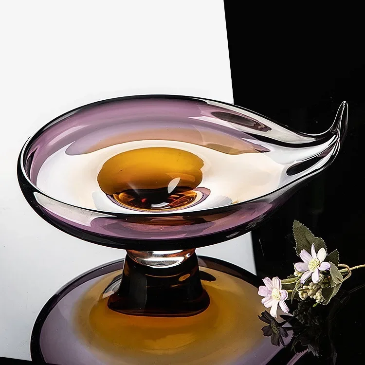 Handmade light luxury glazed fruit plate, high-end fruit basin in the living room, exquisite candy plate, snack plate