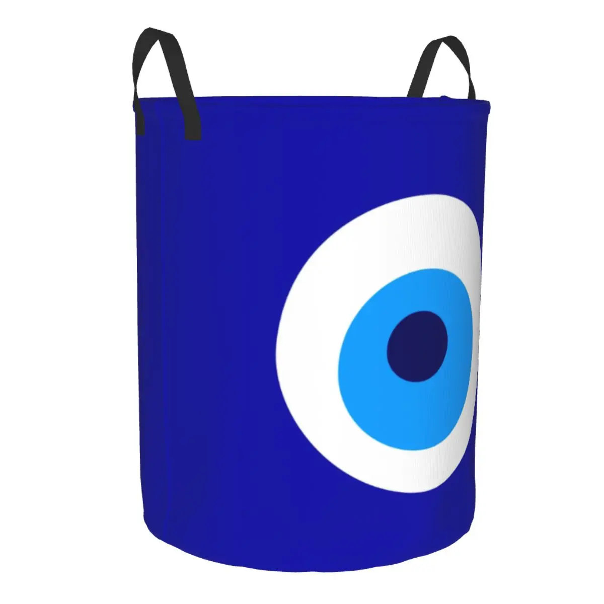 Custom Nazar Evil Eye Protection Symbol Laundry Basket Collapsible Amulet Turkish Baby Hamper for Nursery Toys Storage Bins