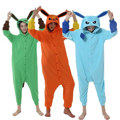 Pokemon Eevee Family Costume Anime Cosplay Suit Halloween Christmas Kigurumis Jumpsuit Women Men Pajama Onesies Outfit