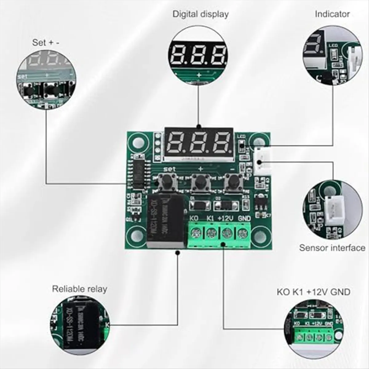 A14G W1209 DC 12 V LED Digital Thermostat Temperature Controller,-50-110°C Temp Control Switch Module Board with Sensor Probe