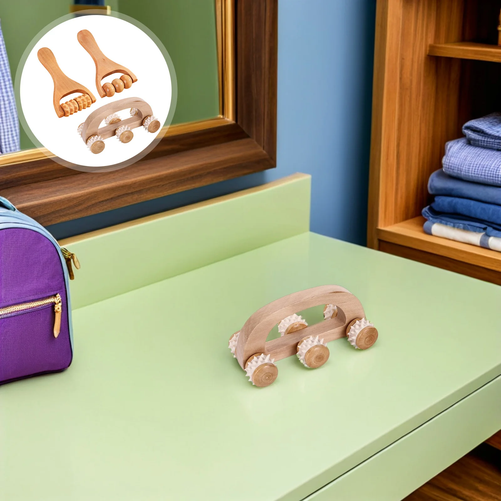 

3pcs Wooden Massage Roller Set Lightweight Handheld Body Muscle Massager For Legs Feet Back Neck Arm Pain Relief Durable Tool