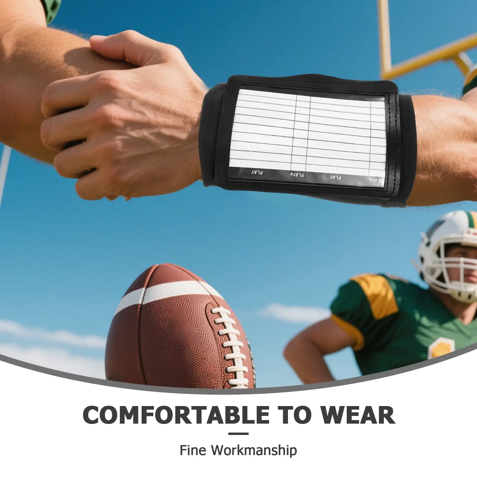 2pcs Wristbands Football Playbook Armbands Black Training Equipment Adjustable Accessories