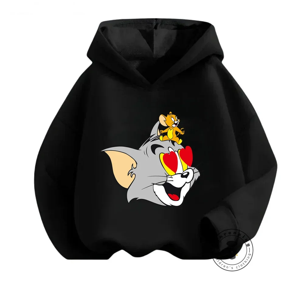 Cute and Kawaii Tom and Jerry Patterns on Trendy Warm Hoodies for Kids Perfect Autumn and Winter Fashion with a Hip-Hop Style