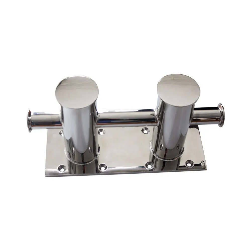 Factory Direct Heavy-Duty Double Post Double Mirror Polished Stainless Steel Boat Cross Bollard Marine Hardware