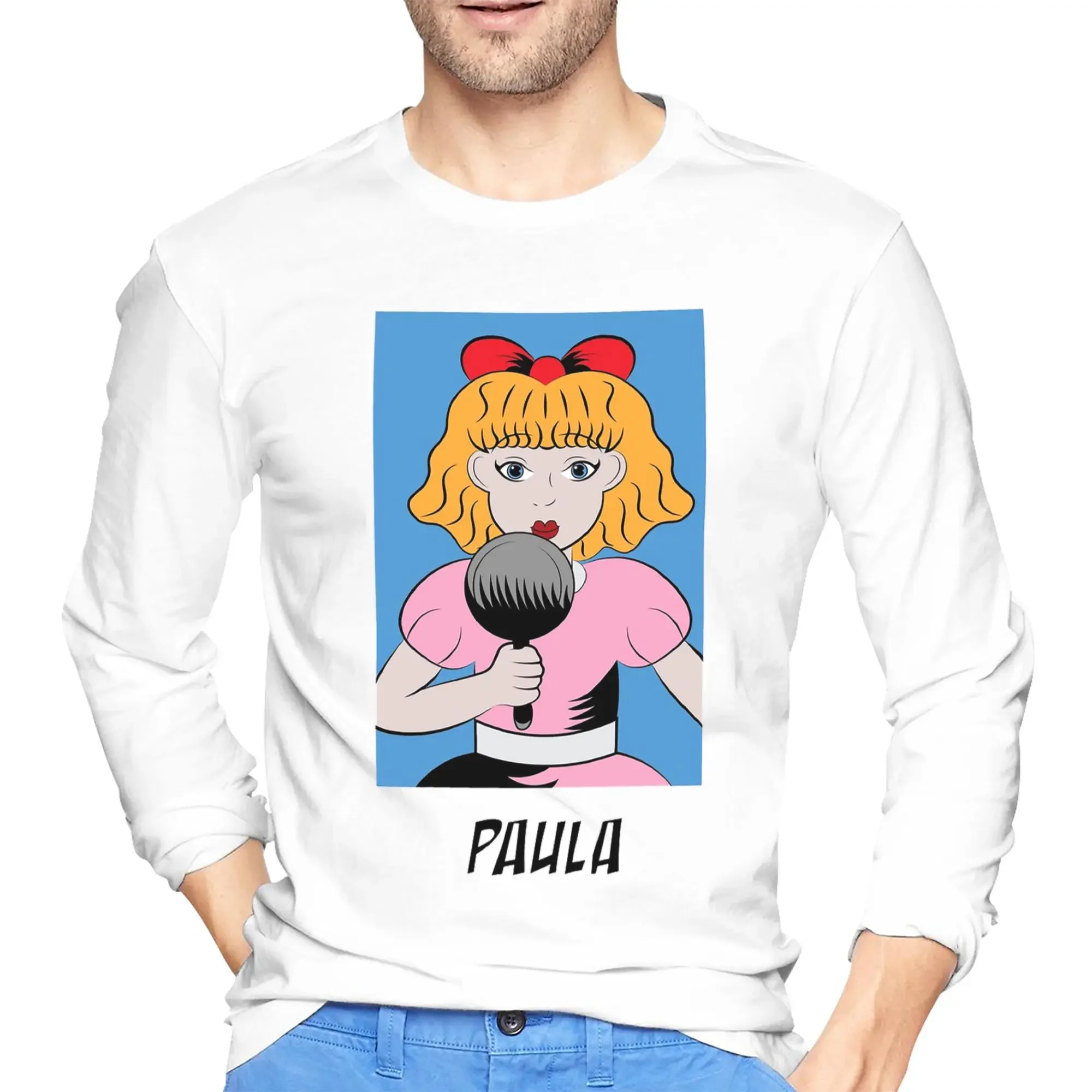 

Мужская футболка с длинными рукавами Paula EarthBound, дышащие футболки с круглым вырезом, весенние и осенние мужские топы