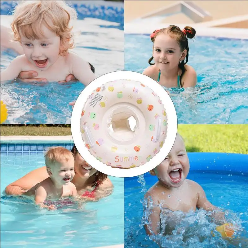 Toddler Swimming Float Pool Swim Inflatable Floats Ring Inflatable Swim Trainer for Kids with Handle Safety Seat Swim Ring Waist