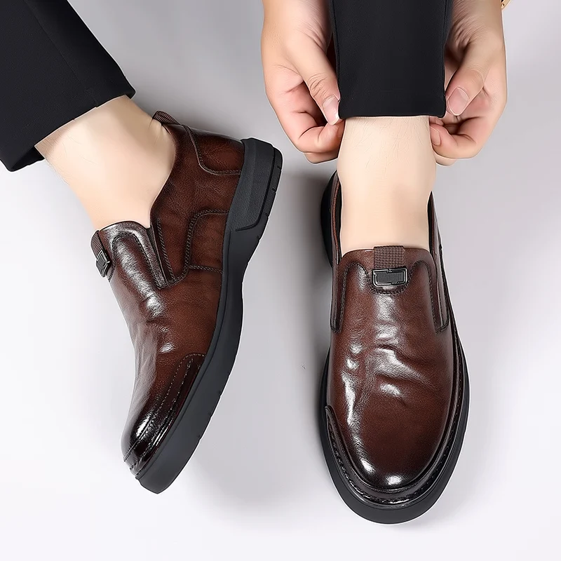 

Classic Business Casual Leather Shoe Formal Lofers for Men Luxury Brand 2023 Slip on Casual Moccasins Italian Male Driving Shoes