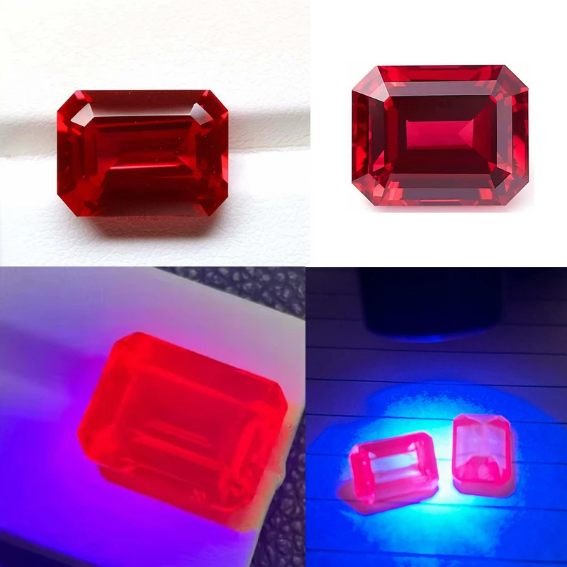 

Premium Loose Ruby Gem Emerald Cut UV Test Ruby for Jewelry Making/Collection/Gift Mohs Hardness Gems