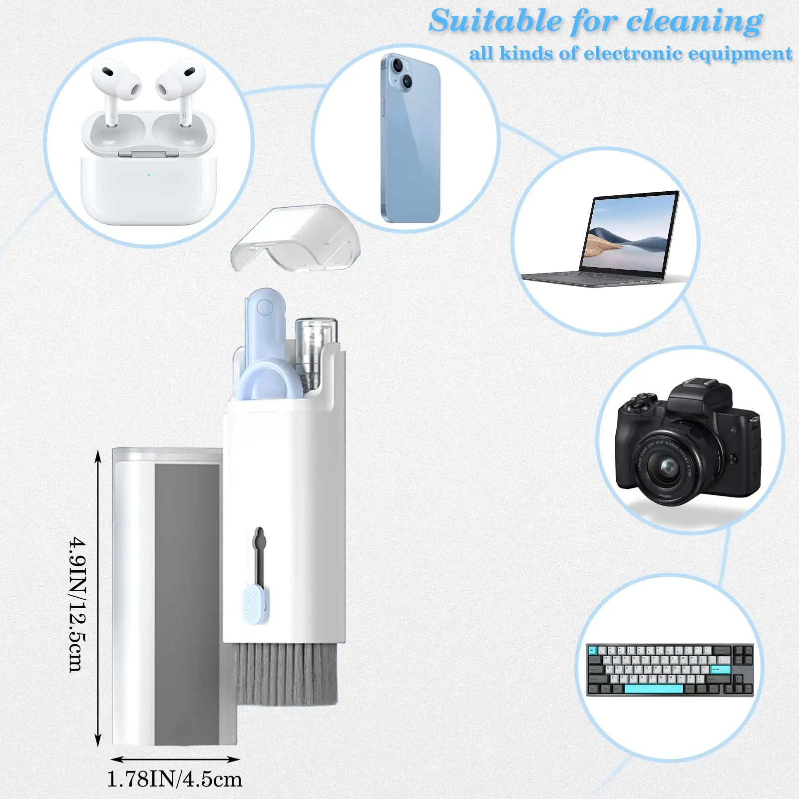 7-in-1 Cleaner Kit for Airpods 1/2/3/ Pro Headphones  Case Keyboard, Deep Cleaning Tools Screen Cleaner for iPhone Laptop Camera