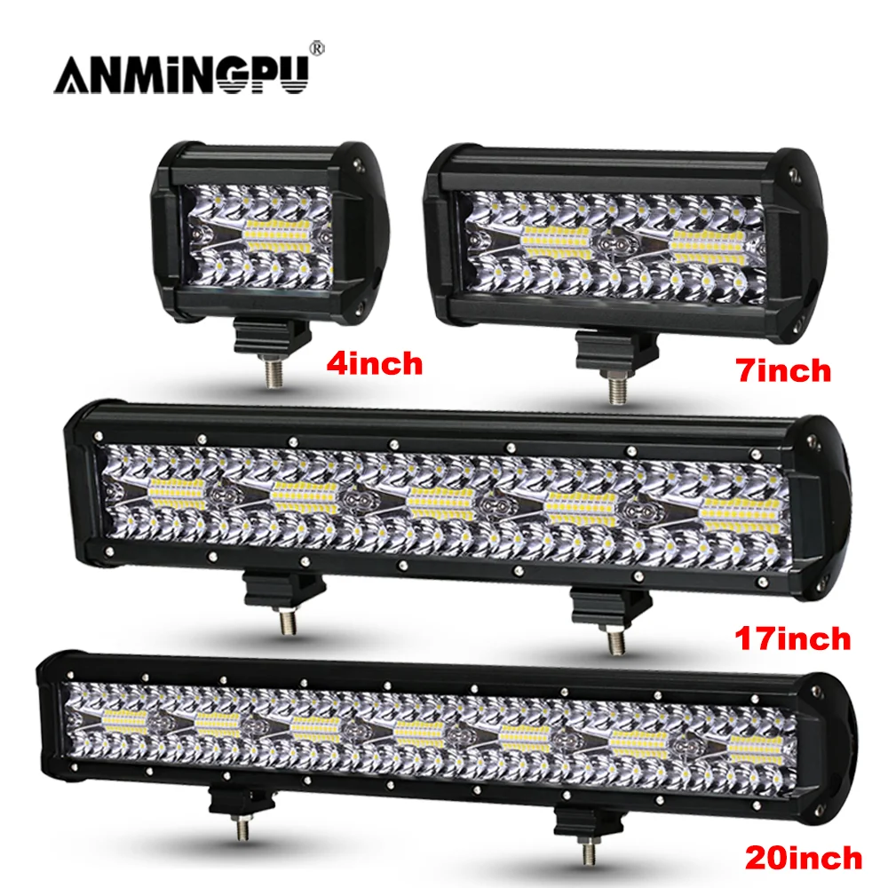 ANMINGPU 4-20 cali Off Road LED do baru 12V 24V Combo listwa świetlna LED/światło robocze do samochodu Jeep Truck Suv 4x4 Atv wyświetlacz LED