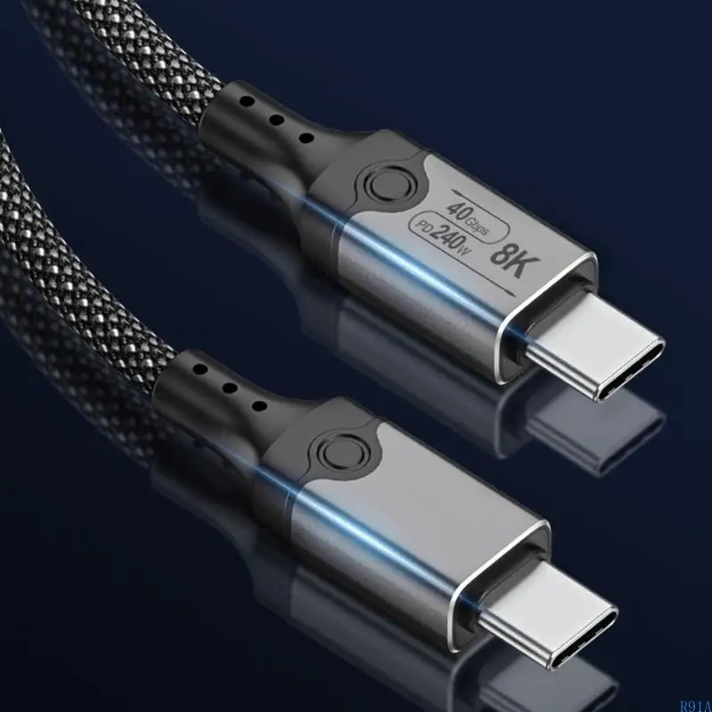 Cavo R91A USB4 40 Gbps PD240W USBC a TAPEC FAST TRASFERIMENTO DATI CAVO CHARCAZIONE DELLA TRASMISSIONE VIDEO