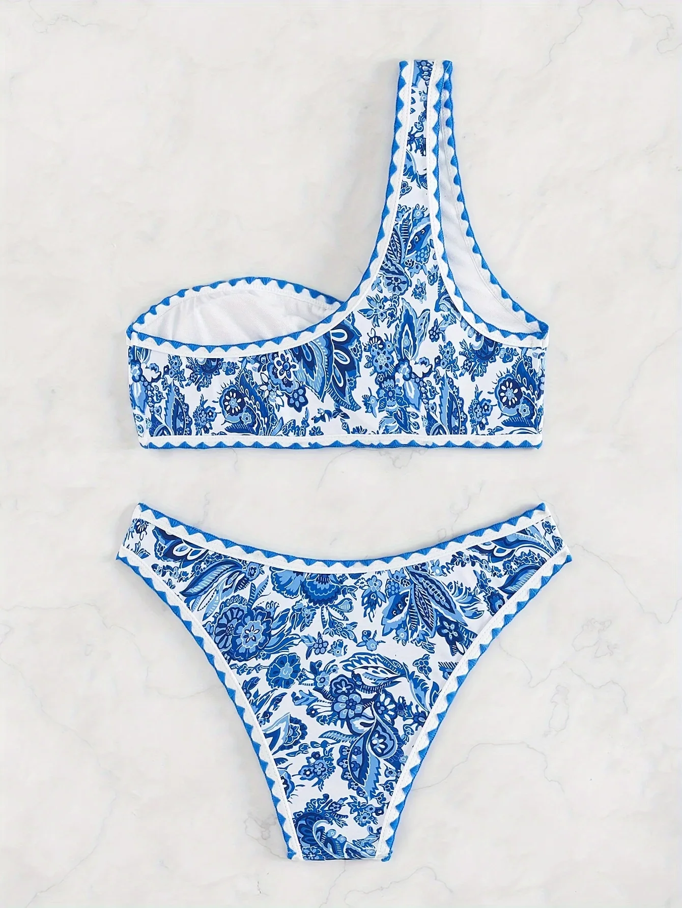 2025 Costume da bagno floreale bikini monospalla da donna Costume da bagno imbottito stampato Costume da bagno femminile sexy Costume da bagno estivo