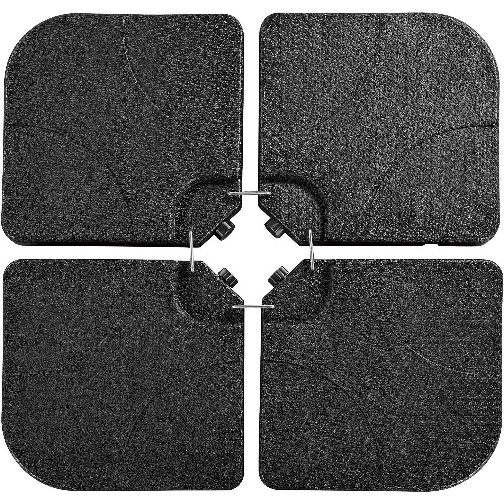 200lbs 4-Piece Offset Cantilever Patio Umbrella Base, Black | Umbrella Stand with U-Lock Square Base, HDPE Fillable