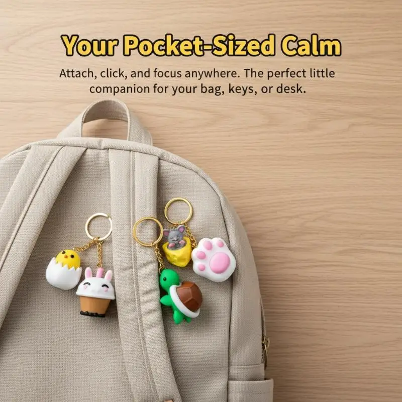 Creative 3D Printed Rabbit Turtle Cat Paw Pendants Mini Fun Stress Relief Toys Children's Cute Cartoon Animal Keychains Pendants