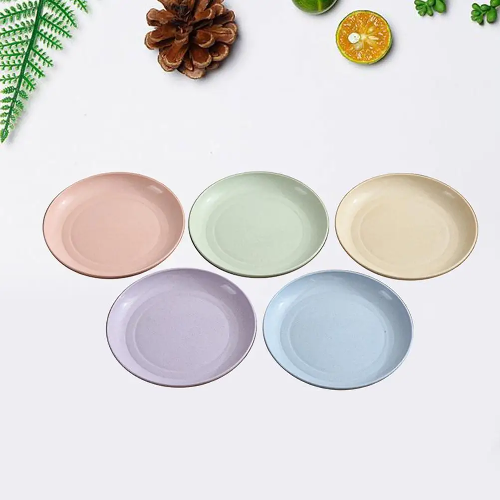 

5 Pcs/set Unbreakable Dinner Plate Wheat Straw Plates Dish Microwave Safe Tableware Biodegradable