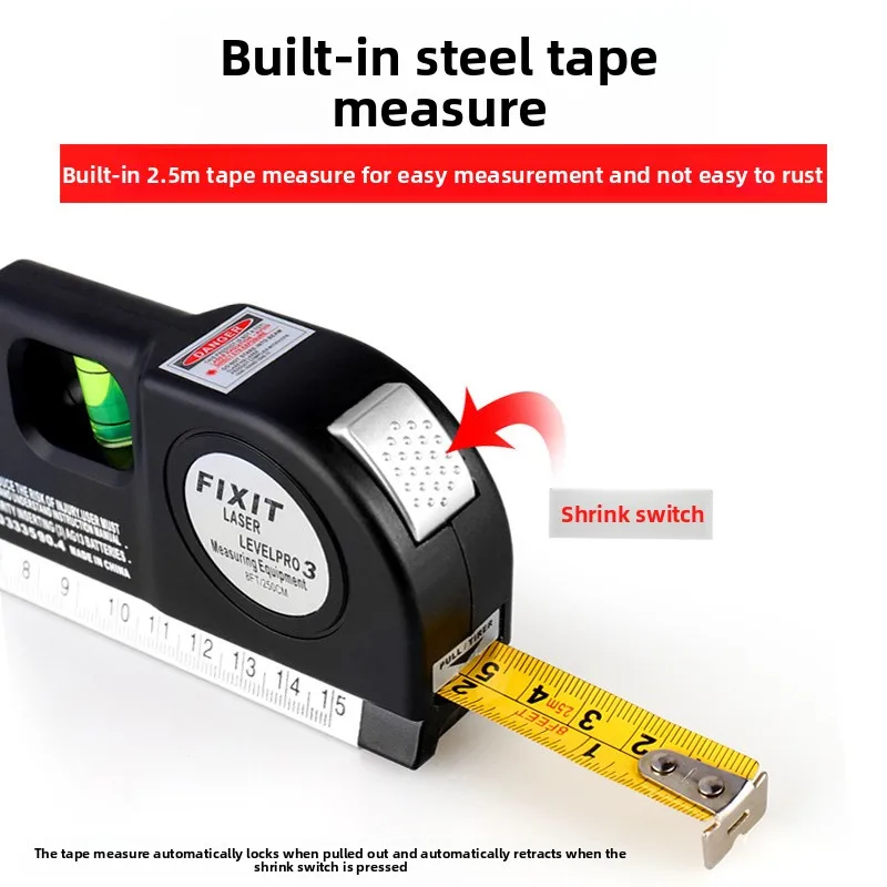 Laser-Nivelliergerät mit Infrarotlinie und Stativ, Multifunktionales Einstellbares Laser-Nivellierkit, Standard-Kreuzlinienlaser mit 8-Fuß-Messband – Detail 4