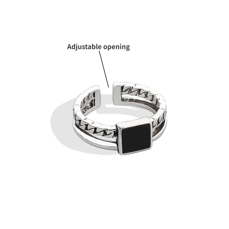 1pcs geometric design double-layer chain oil dripping box opening adjustable ring