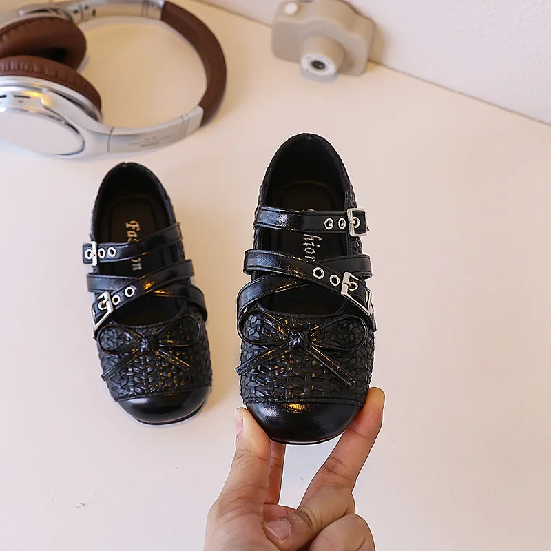 

Girls' Silver Mary Jane Princess Shoes 2025 Autumn New Bow Soft Soles Baby Kid’s Casual Footwear Children's Flat Dance Shoes