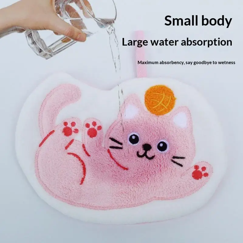 PV Cartoon Cats Dog Bathroom Hand Cloth Soft Quick Drying Absorbent Hand Cloth Hanging Towels For Kitchen And Bathroom Household