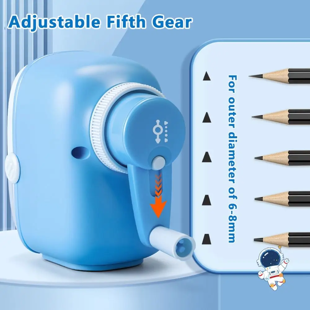 Apontador de lápis de quinta engrenagem ajustável, lápis de manivela entre automaticamente, ferramenta de afiação de lápis, chumbo antiaderente