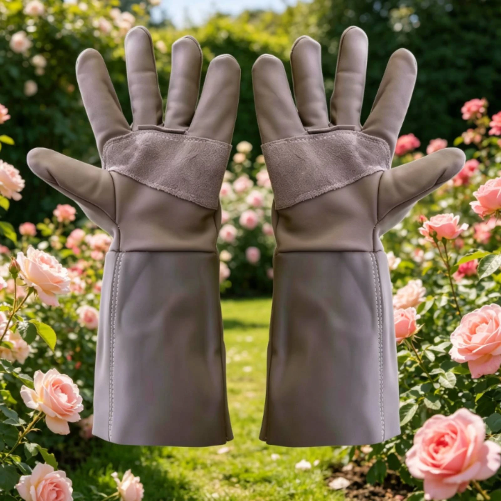 

Gauntlet Gloves Puncture Resistant Leather Garden Gloves Safety Gear Close Fitting Forearm Protection