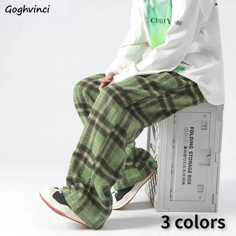 3 Colors Plaid Pants Women Loose Vintage Unisex Couple Streetwear Chic Spring Japan Trendy Wide Leg Harajuku All-match Trousers