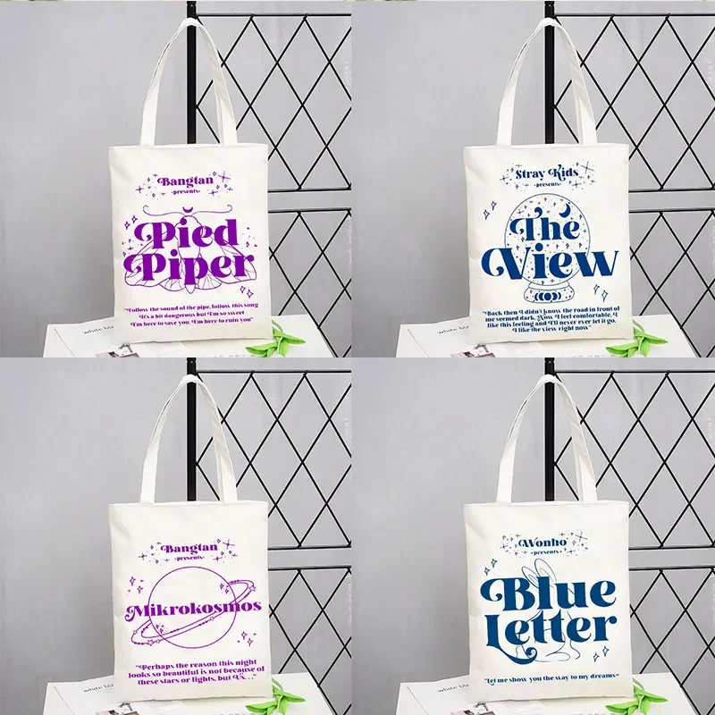Txt-Bolso de mano de lona para compras, Bolsa Reutilizable de diseño inspirado en la tienda, color azul