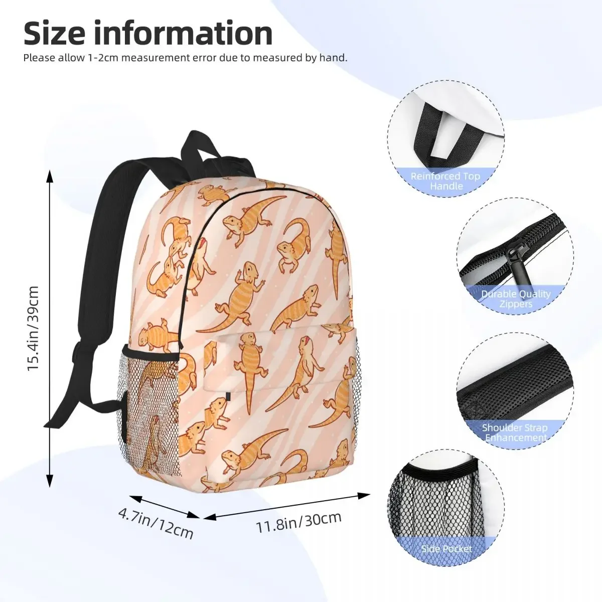 Bearded Dragons Backpacks Teenager Bookbag Cartoon Students School Bags Laptop Rucksack Shoulder Bag Large Capacity