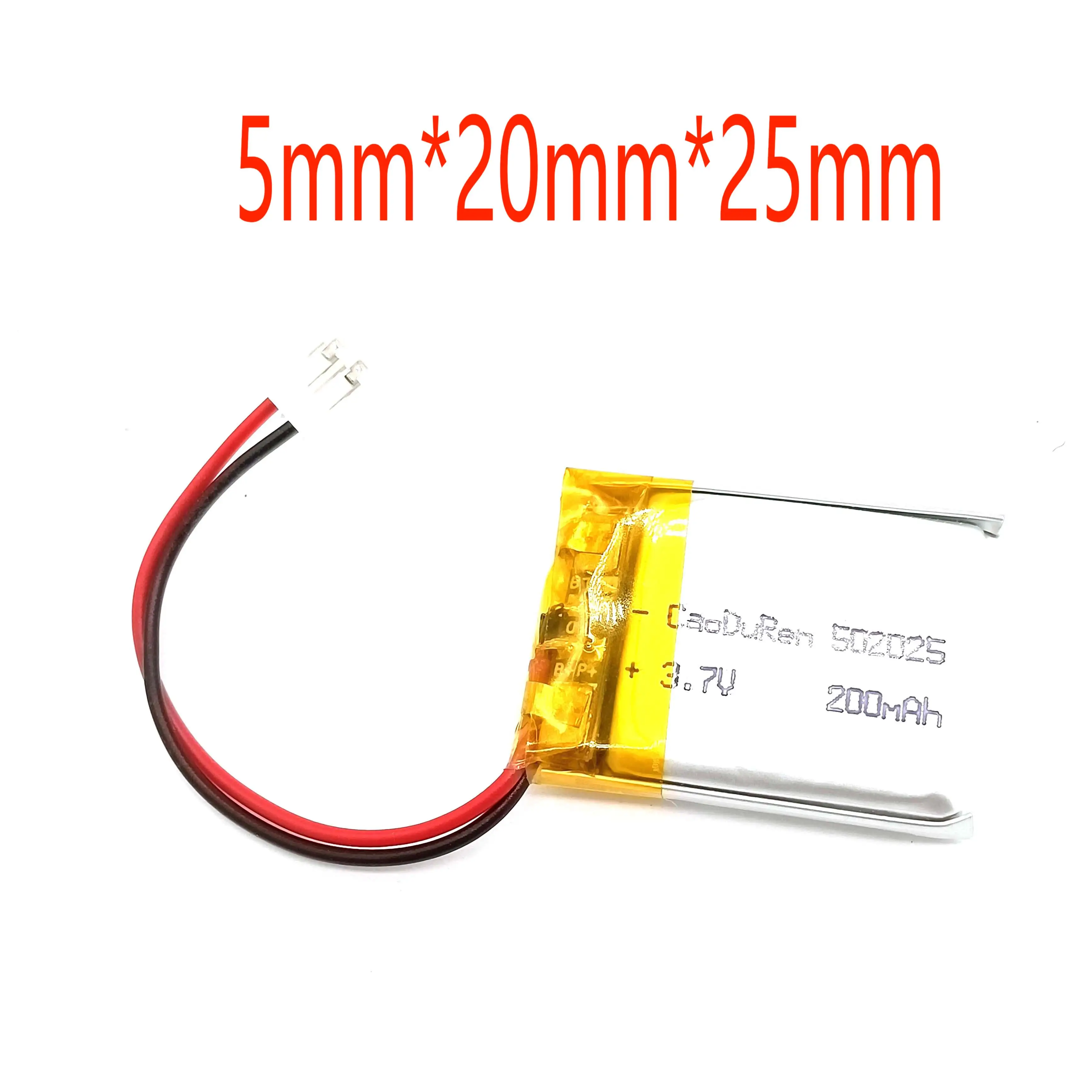 2/5/10/20 Pcs 3.7V 200mAh 502025 Lithium Polymer Ion Battery 2.0mm JST Connector