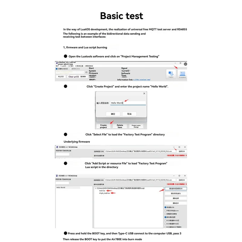 Air780e 4G Naar RS485 Module Datatransmissie DTU Module USB5V/DC8-36V Ondersteuning AT Firmware En LUATOS Ontwikkeling