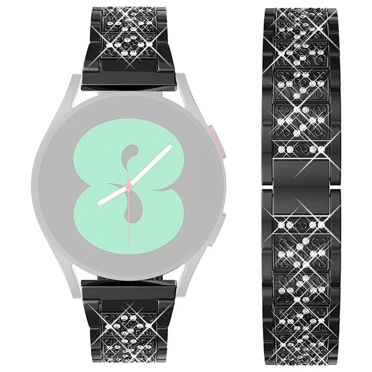 

For Samsung Galaxy Watch3 45mm / Huawei Watch GT 46mm Alloy Watch Band 22mm Quick Release Three Beads Rhinestones Decor Bracelet