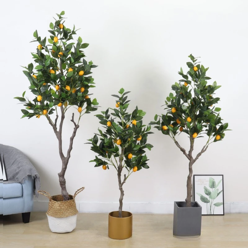 Simulated Green Plant Indoor Lemon Fake Tree Nordic Ins Living Room Floor-to-ceiling Orange Potted Plant Ornament Decorative Fak