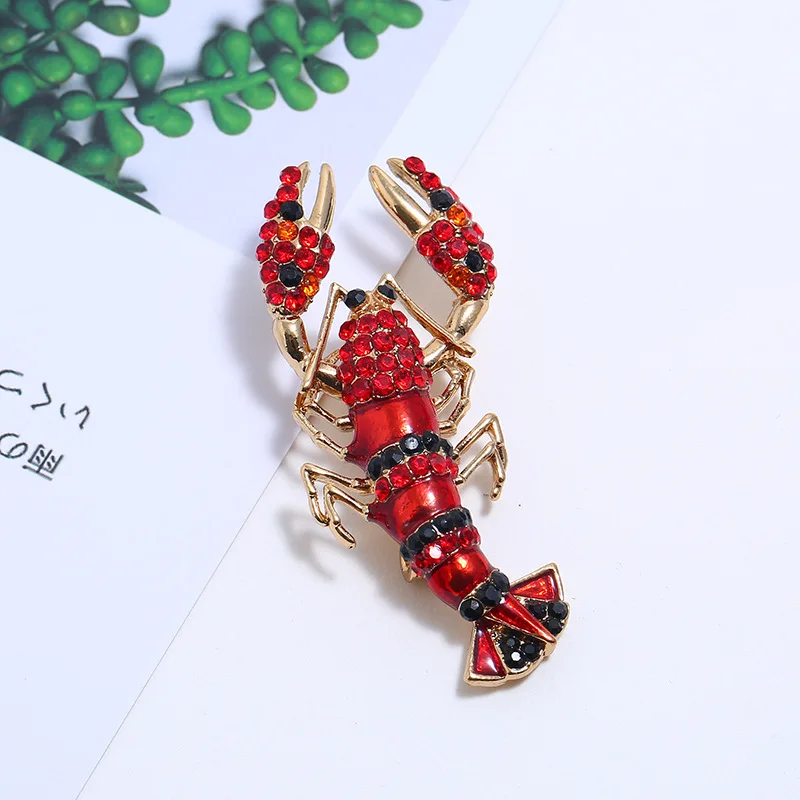Vintage Alle Strass Hummer Brosche Tier Corsage für Männer Kleidung Accessoires