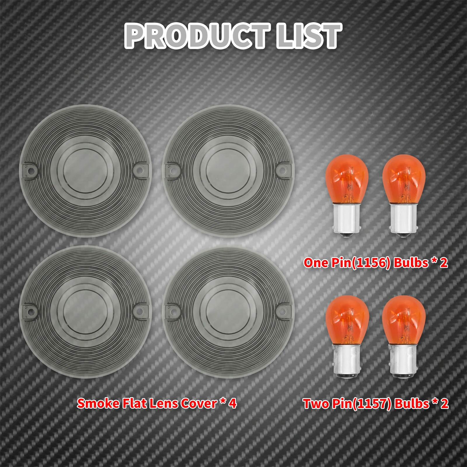 Motorcycle Turn Signal Light Lens Cover 4PC With Amber Bulbs For Harley Touring Electra Glide Heritage Softail FLHR Road King FL