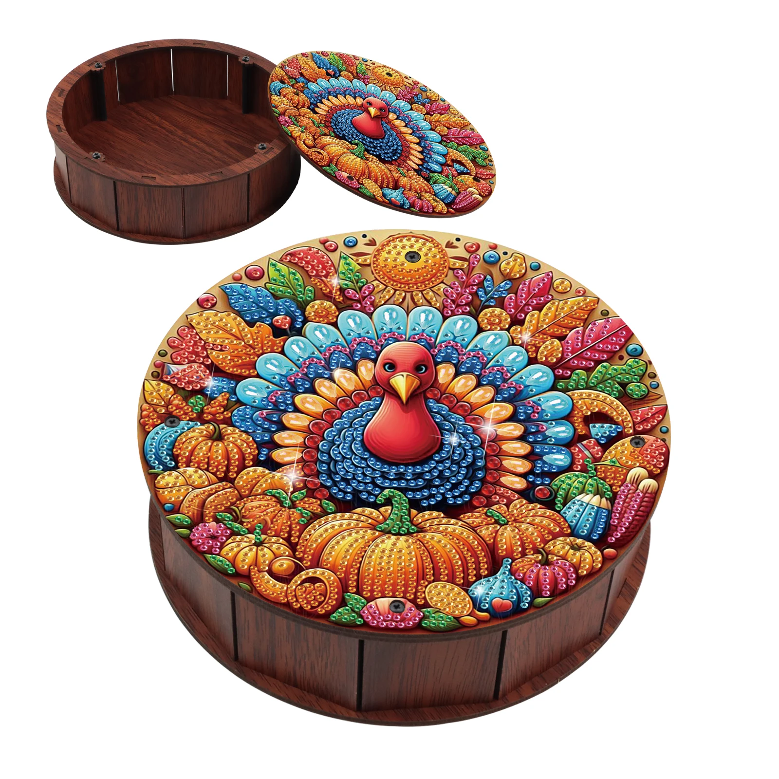 

Наборы коробок для закусок с алмазной живописью, павлин DIY Diamond Art, наборы специальной формы, вращающееся хранилище для закусок, настольный декор ручной работы, подарок