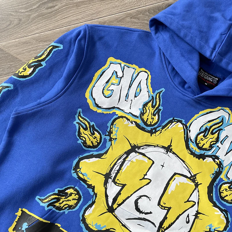 بلوفر بغطاء للرأس بسحاب كامل للجنسين مطبوع عليه رسوم كرتونية من Glo Gang