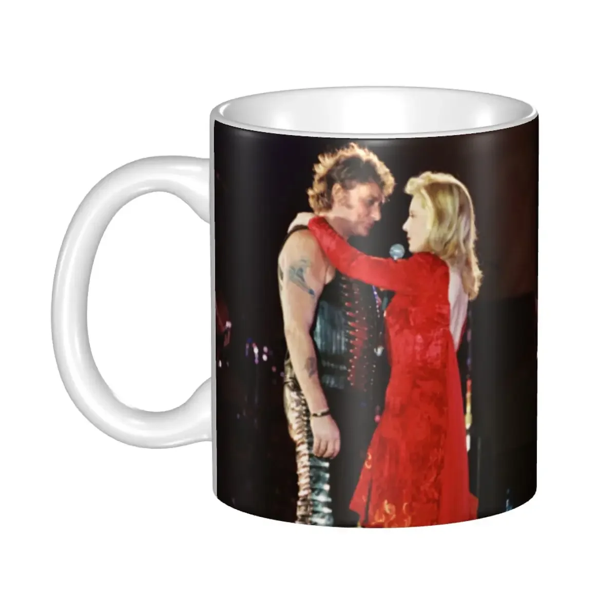 

DIY Johnny Hallyday And Audrey Dana Ceramic Mug Personalized French France Singer Coffee Cups Creative Present