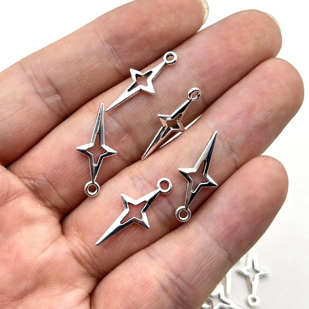 20/40PCS Retro Silver Color Cross Star Alloy Charms Jewelry Accessories DIY Earrings Necklace Pendant