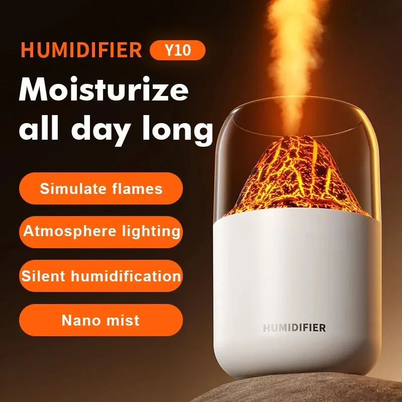 300ml New Volcano Humidifier Colorful USB Silent Desktop Essential Oil Diffuser for Home Bedroom