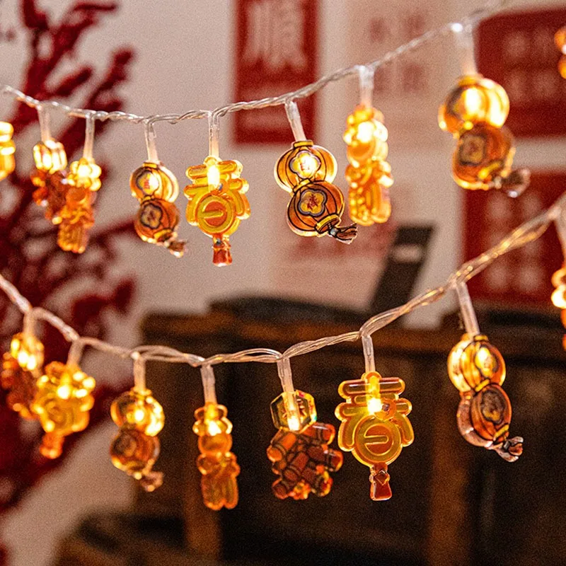 40Led Spring Festival Lanterns Chinese New Year String Lights Hanging Ornaments Bedroom Living Room Decoration Party Supplies