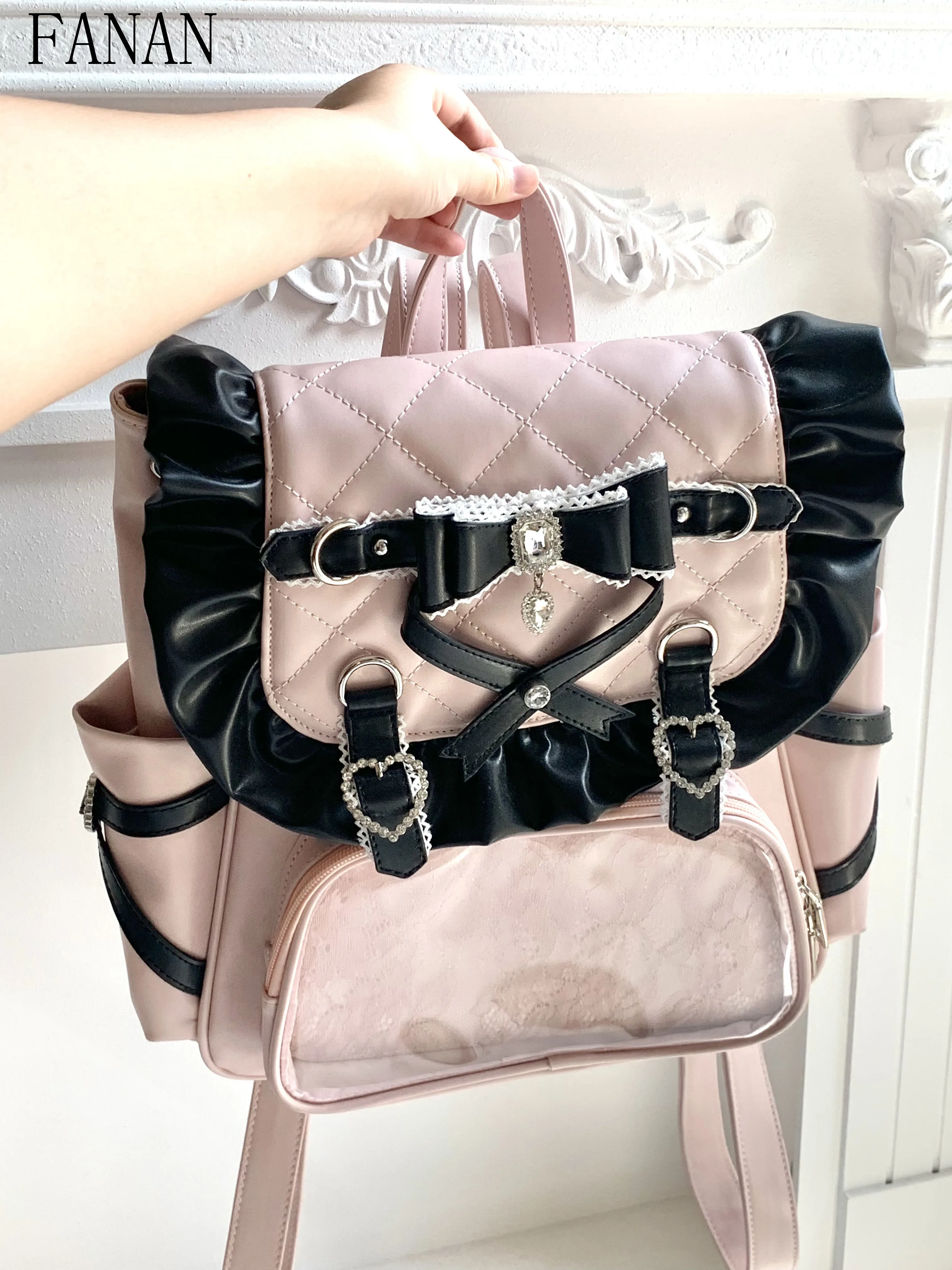 Women's Bags Bowknot Sweet and Cute Girl Backpacks Pocket Cat Original Subculture Elegant Backpack for Women 2025 New