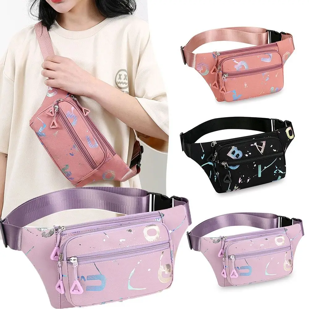 

Hot Stamping Letters Sport Waist Bags New Crossbody Chest Bags Waterproof Women Waist Bags Multifuntional Handbags