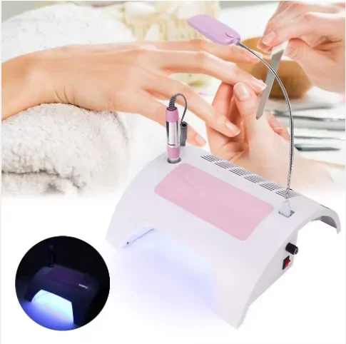 5 in 1 Nail Drill Machine All-Around Manicure Led Lamp Dust Collector With Uv Led Light Nail Dryer Hand Pillow Salon Equipment